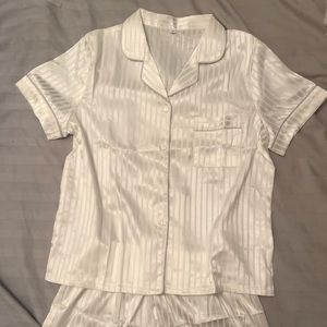 White satin pajama set